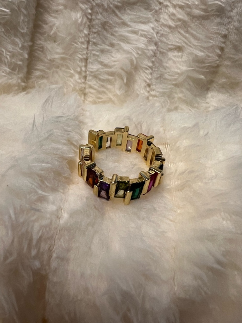 Gold Multi-Stone Statement Ring - Multi Colored & Adjustable - Picture 11 of 12